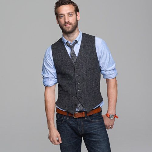 Wearing vest with shirt and tie